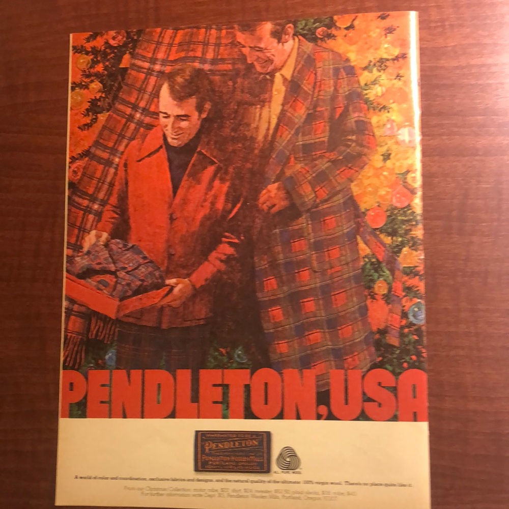 Vintage 1973 Pendleton wool xmas print ad